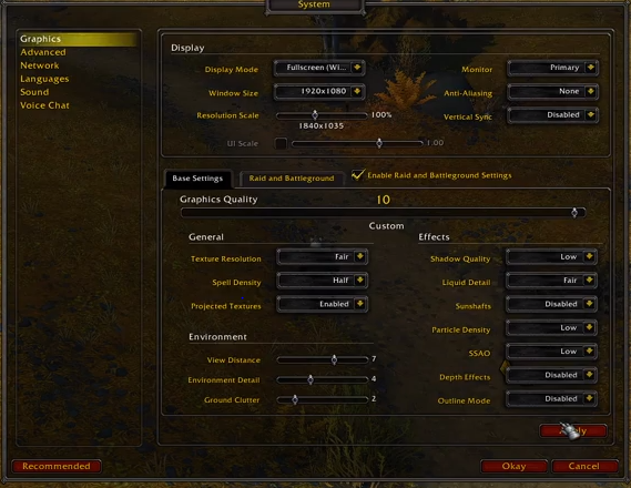 ravensword shadowlands graphics settings